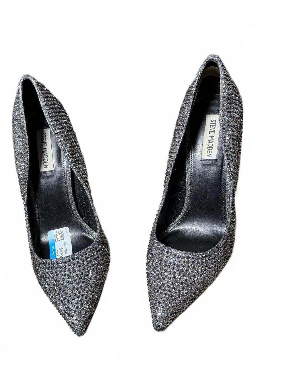 Steve Madden Daisie 10 Black Gray Rhinestone Embellished High Heel stiletto 10